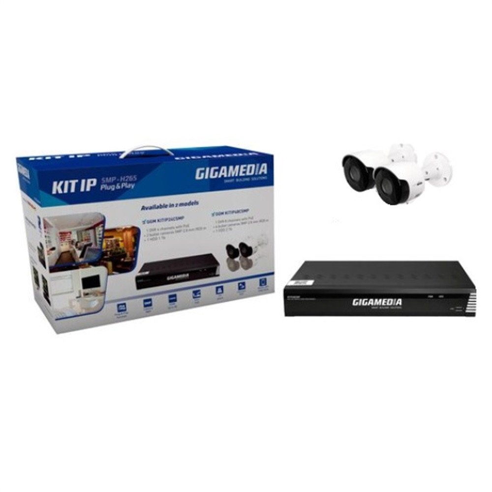 Kit videosorveglianza IP PoE: NVR 4 canali + 2 telecamere bullet 5MP + HDD 1 TB