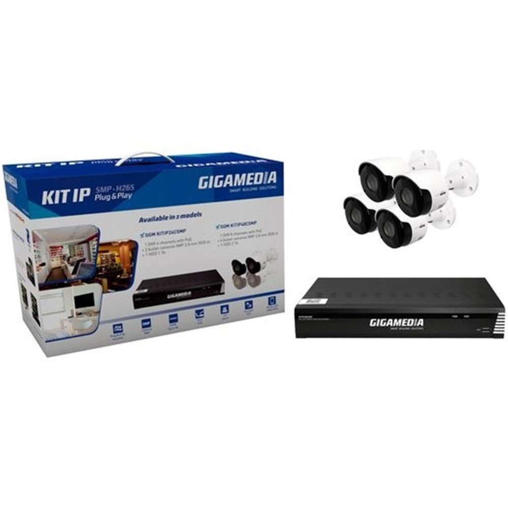 Kit videosorveglianza IP PoE: NVR 8 canali + 4 telecamere bullet 5MP + HDD 2 TB