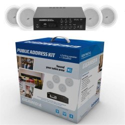 Kit audio filodiffusione: amplificatore 60 W + 4 diffusori da incasso a soffitto 6 W (100V), Bluetooth/USB/SD/FM