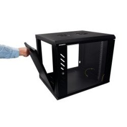 Armadio rack 19" a parete 6U 600x500, porta vetro, pannelli laterali removibili, IP20