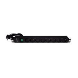 PDU 19" 8 prese UTE 16A con interruttore luminoso bipolare, 1U, nero