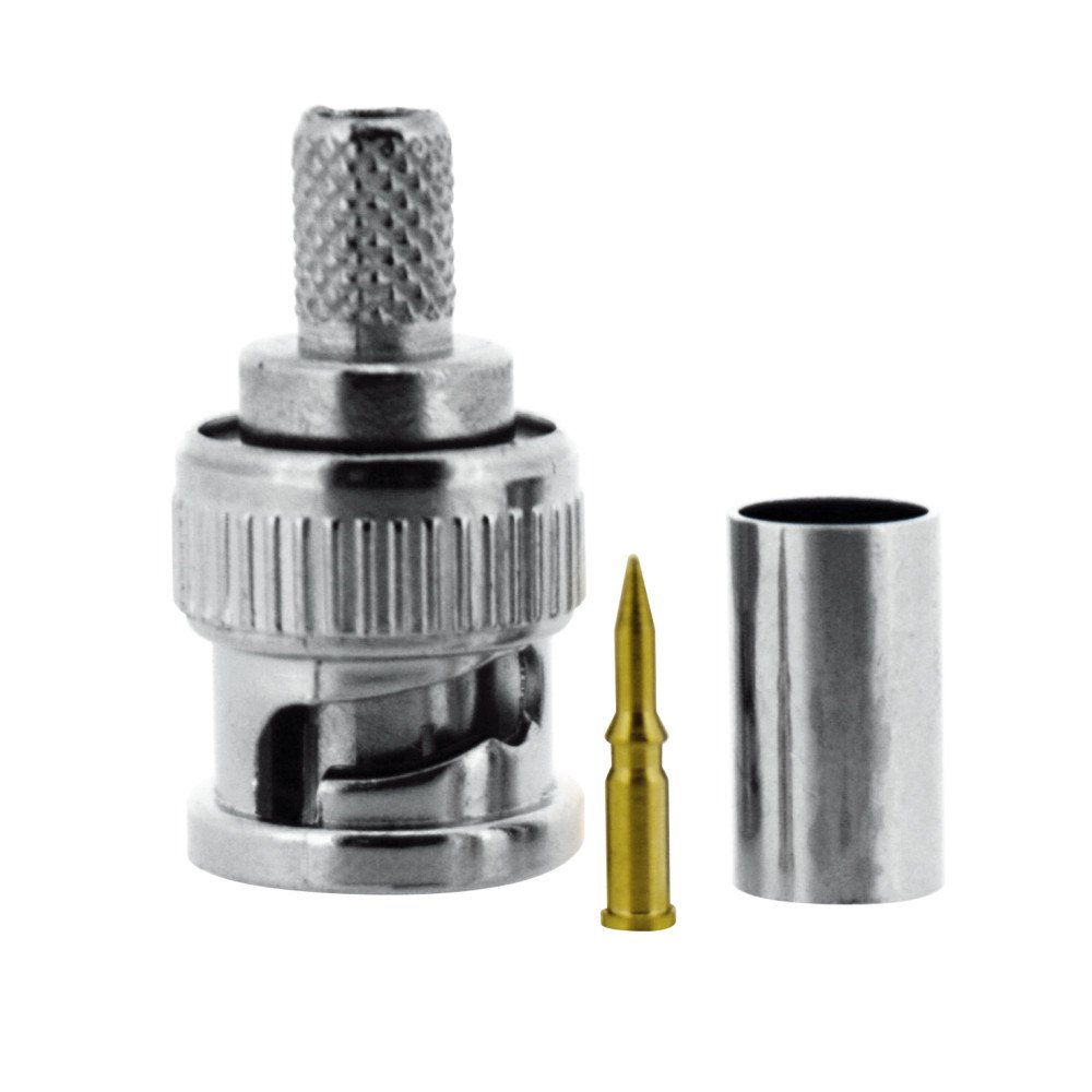 Connettori BNC maschio a crimpare per cavo coassiale RG59/KX6, 75 Ohm (confezione da 10)