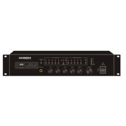 Amplificatore mixer 100V 5 zone 480 W con messaggio preregistrato, MP3 USB/SD, priorità, rack 3U