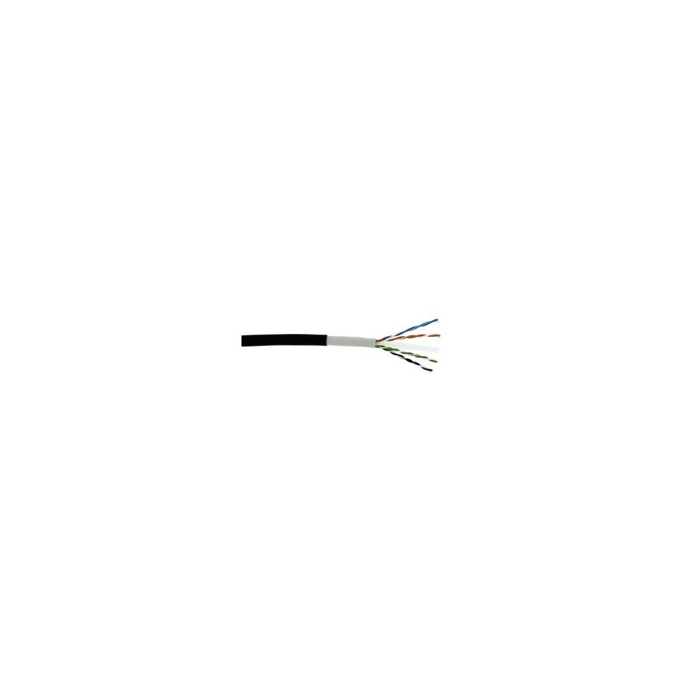 Cavo Cat.6 U/UTP AWG23 PVC/PE per esterno – guaina PE anti‑UV, nero RAL 9005, bobina 305 m