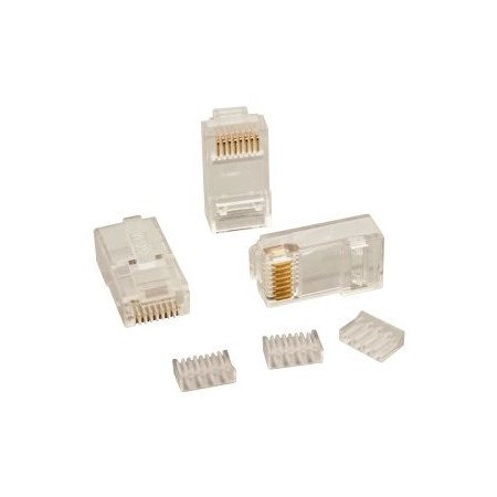 Connettori RJ45 Cat.6 UTP 8P8C da crimpare per cavi flessibili – trasparenti, Ø 5,4 mm (10 o 100 pz)