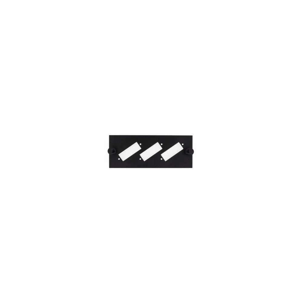 Modulo nero per 3 adattatori SC duplex (multimodale) – per pannello GGM PO4X6B, con clip di fissaggio (RAL 9005)