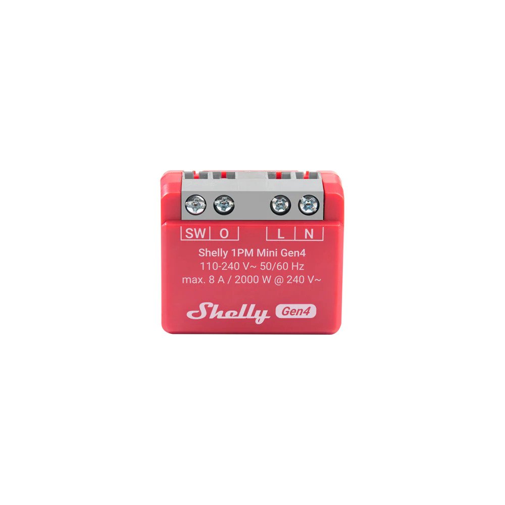 Shelly 1PM Mini Gen4 – Interruttore smart mini con misurazione consumi 8A, Wi‑Fi + Zigbee + Bluetooth, Matter, Web UI