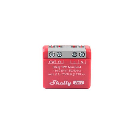 Shelly 1PM Mini Gen4 – Interruttore smart mini con misurazione consumi 8A, Wi‑Fi + Zigbee + Bluetooth, Matter, Web UI