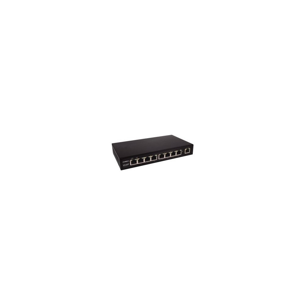 Switch PoE+ non gestito 9 porte Fast Ethernet (8 PoE+) – budget 110 W, fanless, desktop, Extended PoE
