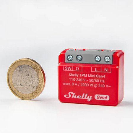 Shelly 1PM Mini Gen4 – Interruttore smart mini con misurazione consumi 8A, Wi‑Fi + Zigbee + Bluetooth, Matter, Web UI