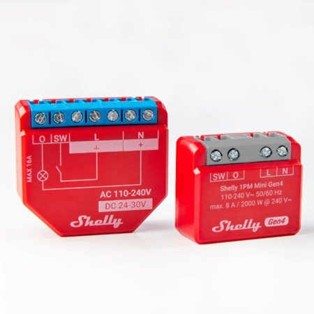 Shelly 1PM Mini Gen4 – Interruttore smart mini con misurazione consumi 8A, Wi‑Fi + Zigbee + Bluetooth, Matter, Web UI