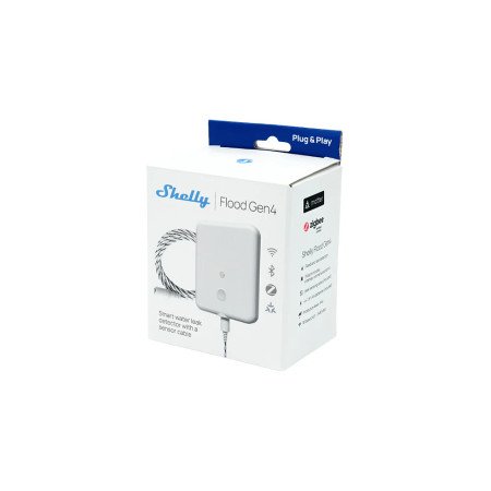 Sensore allagamento Shelly Flood Gen4 – Wi‑Fi + Zigbee + Bluetooth, cavo sensore estendibile fino a 150 m, IP44