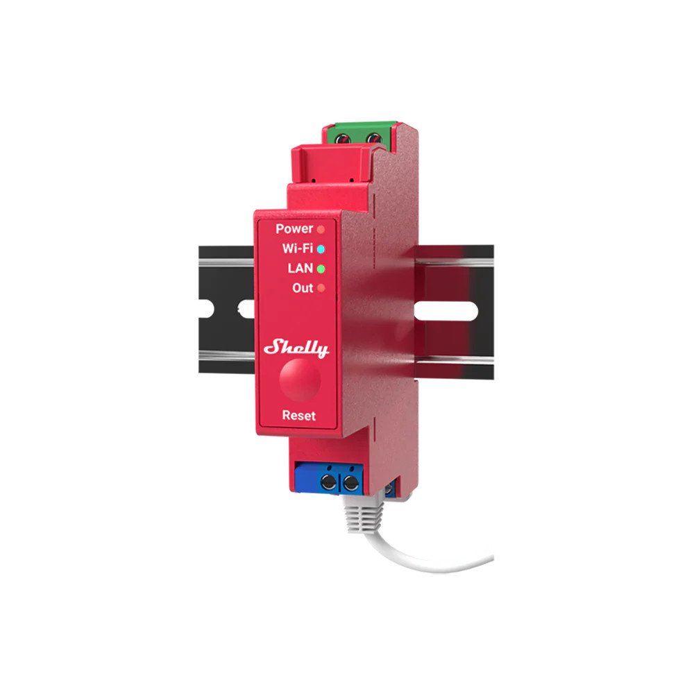 Shelly Pro 1PM – Relè smart DIN 1 canale 16A con misurazione consumi, Wi‑Fi + LAN, Web UI (v.1)