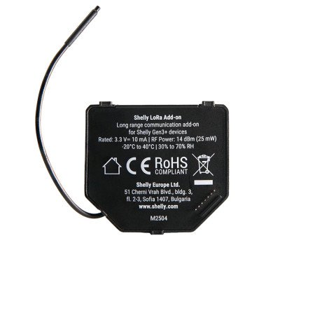 Shelly LoRa Add-on – espansione LoRa fino a 5 km per Shelly Gen3/Gen4 (EU868), con antenna esterna e scripting