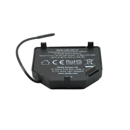 Shelly LoRa Add-on – espansione LoRa fino a 5 km per Shelly Gen3/Gen4 (EU868), con antenna esterna e scripting