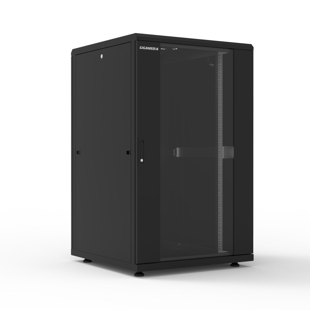 Armadio di cablaggio S70 26U 800x800 mm, nero – porta vetro, IP20