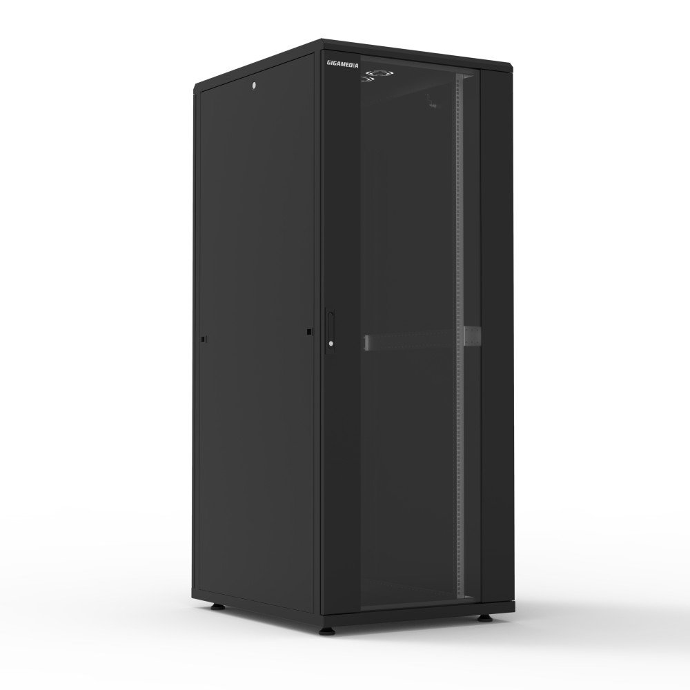 Armadio di cablaggio S70 42U 800x1000 mm, nero – porta vetro, IP20