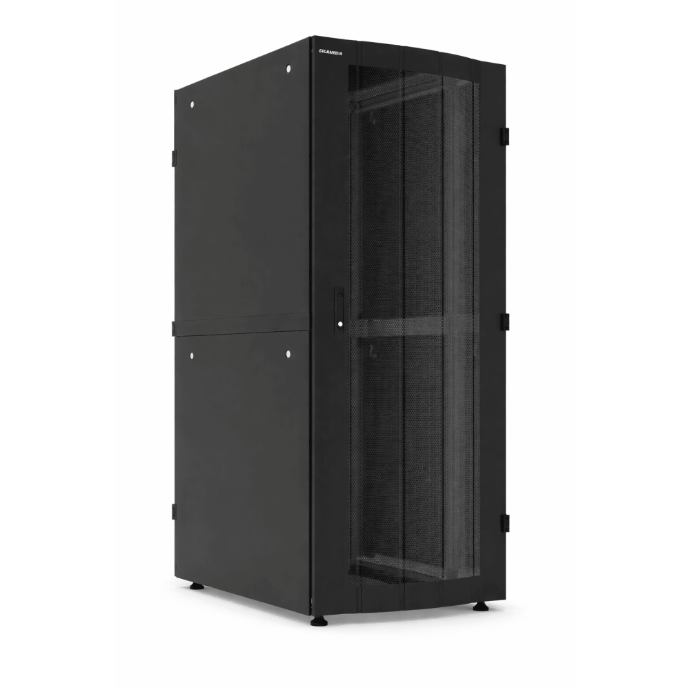 Armadio server S250 42U 800x1000 mm, smontabile – porte perforate reversibili, struttura in alluminio, nero