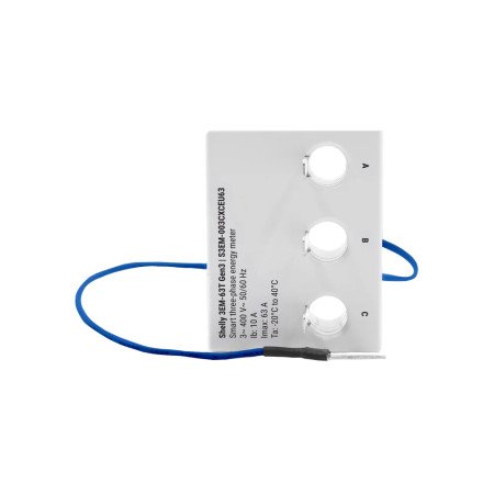 Shelly 3EM‑63T Gen3 – Misuratore energia trifase/3 circuiti 63A con terminali piatti, Wi‑Fi/Bluetooth, log 7 giorni