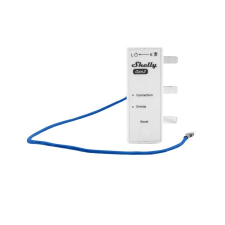 Shelly 3EM‑63T Gen3 – Misuratore energia trifase/3 circuiti 63A con terminali piatti, Wi‑Fi/Bluetooth, log 7 giorni
