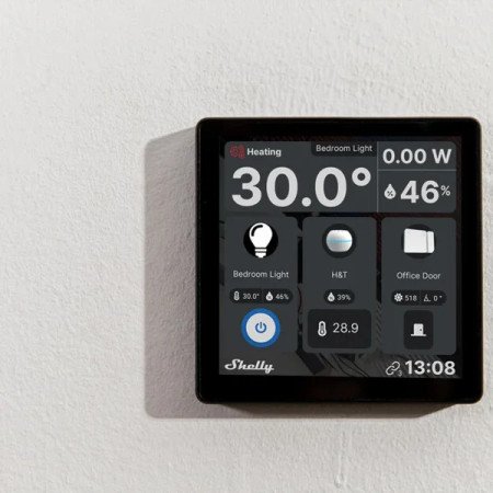 Shelly Wall Display – Pannello di controllo smart 4” touch, con relè integrato e sensori ambientali, Wi‑Fi + Bluetooth