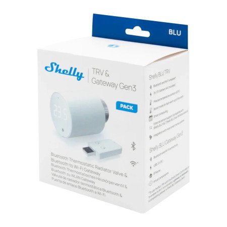 Shelly BLU TRV – Testina valvola termostatica smart Bluetooth con controllo temperatura, programmazione e Boost mode