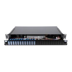 Patch panel 1U precaricato con 12 adattatori SC duplex OS2 + 24 pigtail colorati