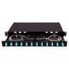 Patch panel INITIO 1U precaricato con 12 adattatori LC duplex OM4, 24 pigtail e portagiunti