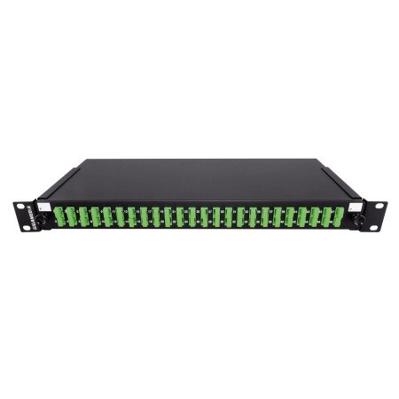 Patch panel 1U precaricato con 12 adattatori SC/APC duplex OS2 + 24 pigtail colorati