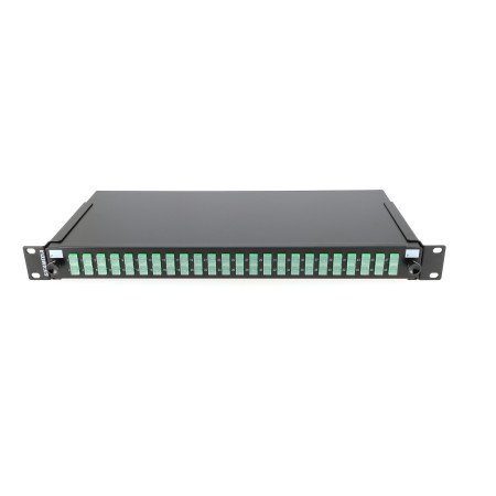Patch panel 1U precaricato con 24 adattatori SC/APC duplex OS2 + 48 pigtail colorati