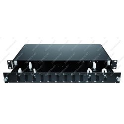 Patch panel 1U scorrevole vuoto per 12 adattatori SC duplex/LC quad, nero RAL 9005