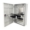Wall-box ottica 16 fibre ABS IP54, plastica grigia, caricabile con adattatori SC simplex/LC duplex o giunzioni