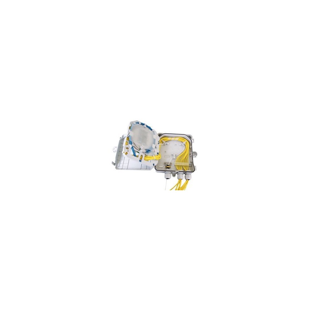 Cassetta ottica vuota IP65 per 24 fibre, plastica grigia, caricabile con 12 SC simplex/LC duplex o 24 giunzioni