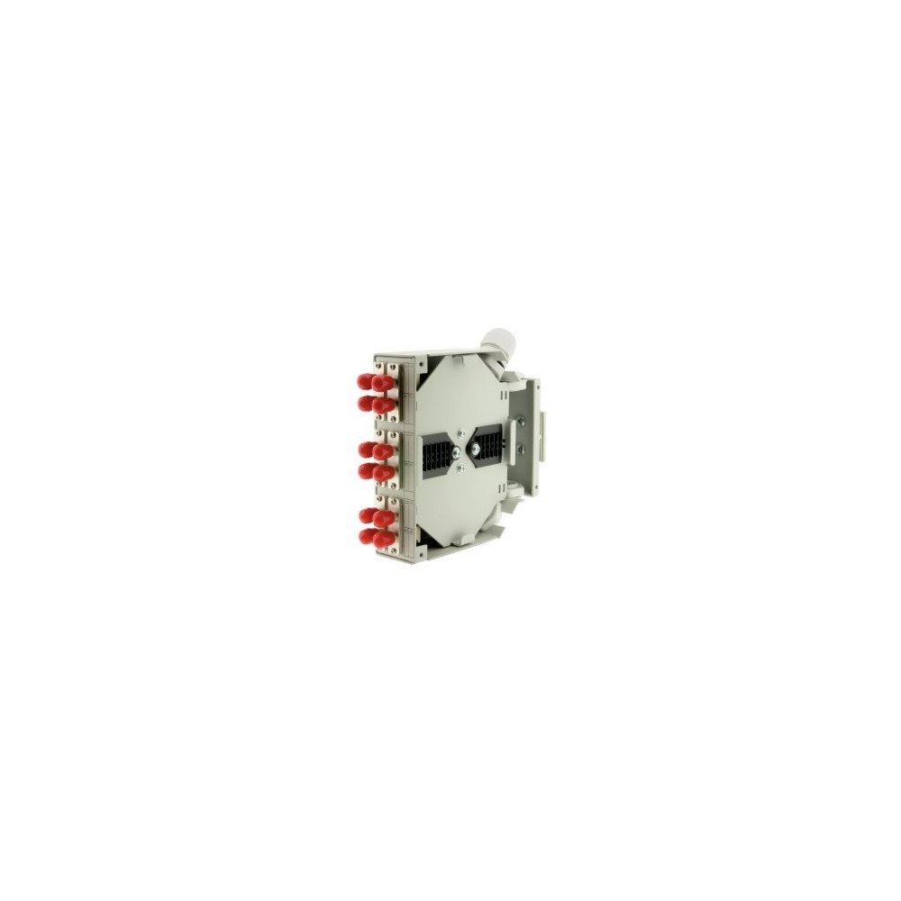 Cassetta ottica DIN rail precaricata con 6 adattatori SC/ST duplex monomodali grigi + portagiunti