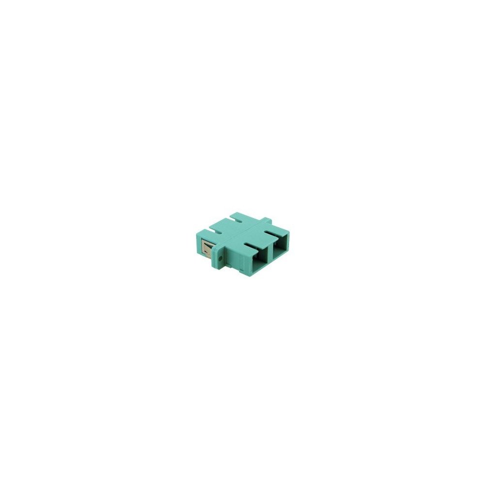 Adattatore ottico SC duplex multimodale, corpo plastico turchese, bussola ceramica