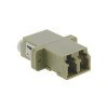 Adattatore ottico LC duplex multimodale, corpo plastico grigio, bussola ceramica