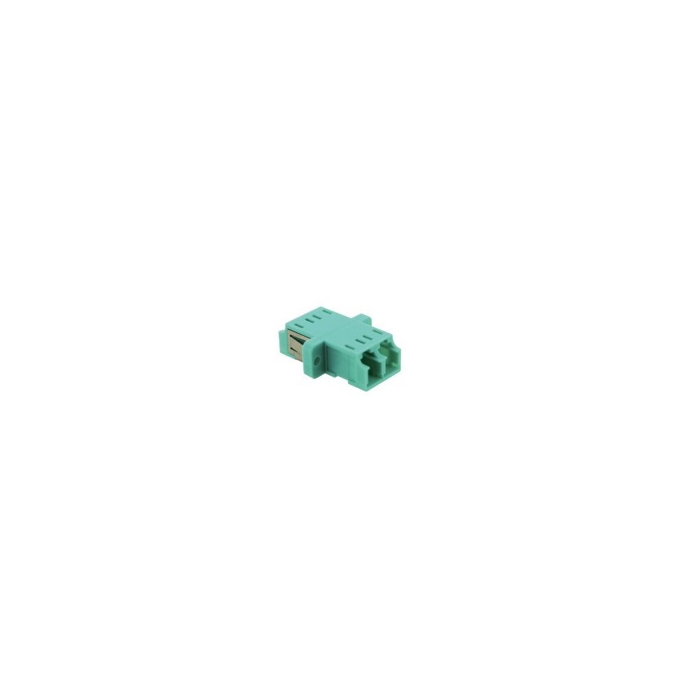 Adattatore ottico LC duplex multimodale, corpo plastico turchese, bussola ceramica