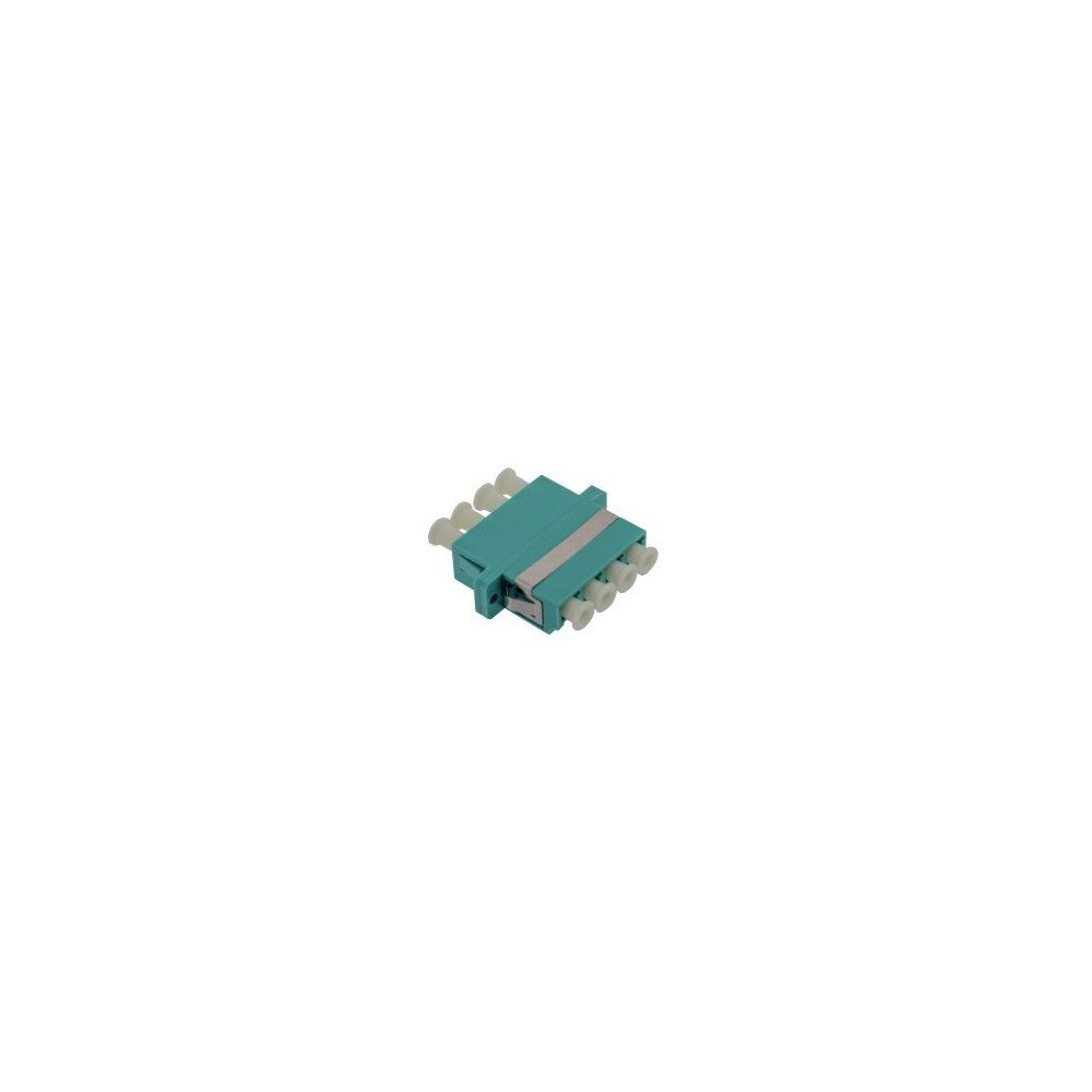 Adattatore ottico LC quad multimodale, corpo plastico turchese, bussola ceramica