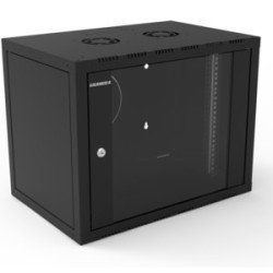 Cabinet INIBOX 9U 600x400 mm nero – porta vetro, accesso laterale, IP20