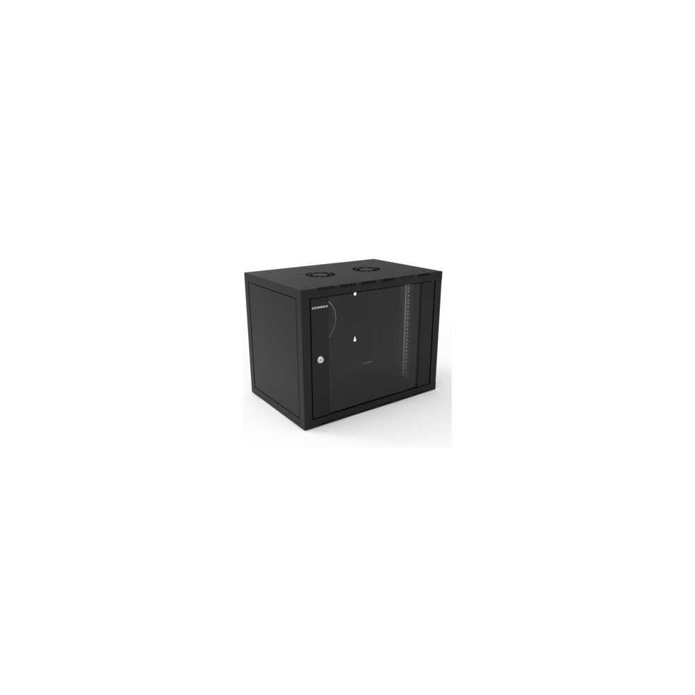 Cabinet INIBOX 9U 600x400 mm nero – porta vetro, accesso laterale, IP20