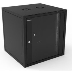Cabinet INIBOX 12U 600x560 mm nero – porta vetro, accesso laterale, IP20