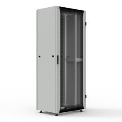 Armadio di cablaggio S250 42U 800x600 mm, grigio – telaio in alluminio, porta vetro, IP20