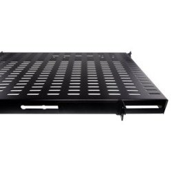 Mensola fissa 19" 1U, profondità 400 mm, nera – portata 100 kg