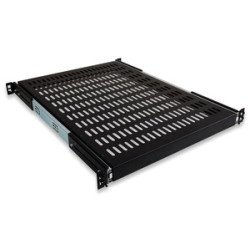 Mensola scorrevole 19" 1U, profondità 600 mm, nera – portata 35 kg