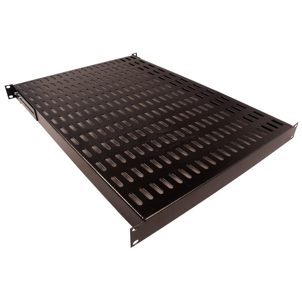Mensola fissa 19" 1U, profondità 400 mm, nera – portata 100 kg