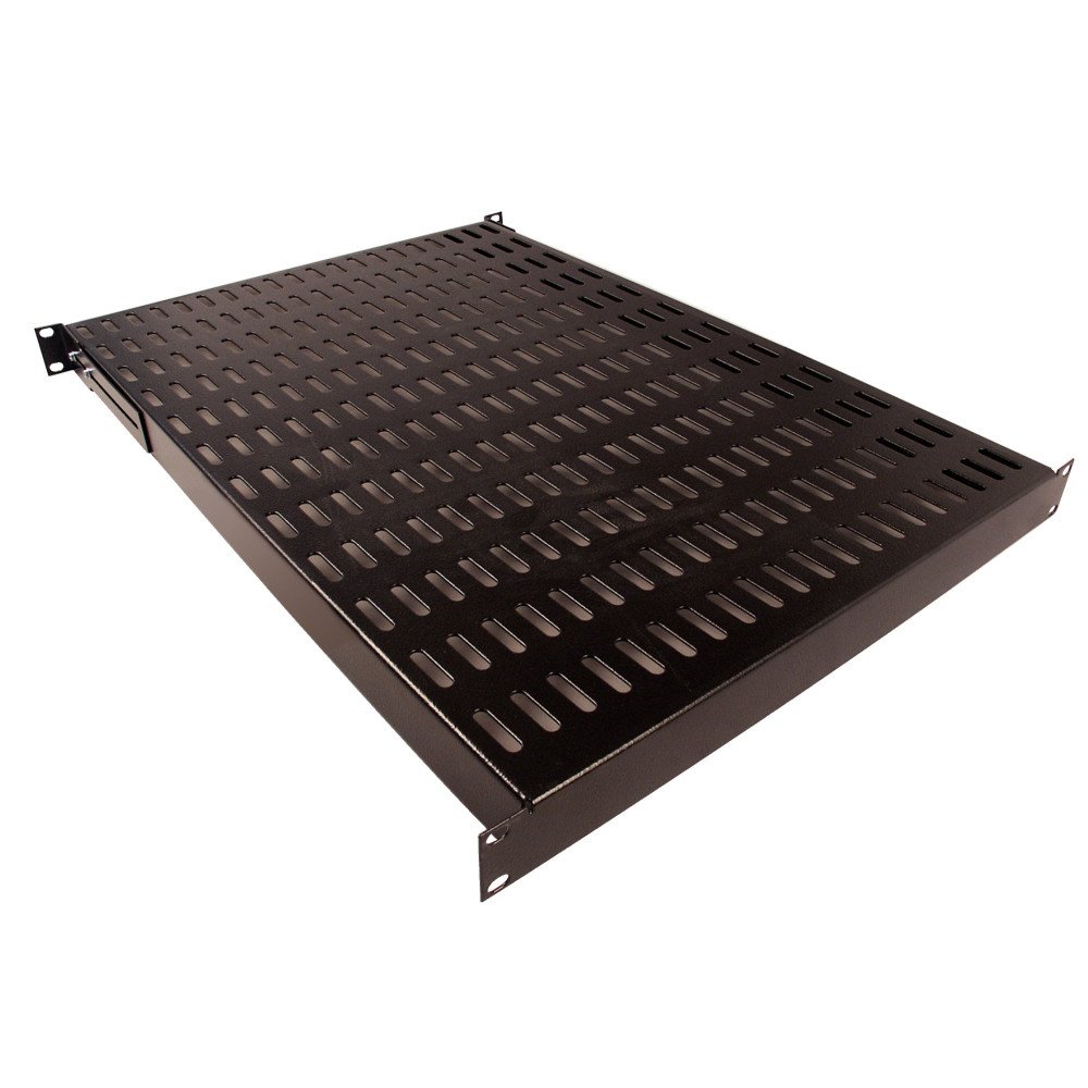 Mensola fissa 19" 1U, profondità 600 mm, nera – portata 100 kg